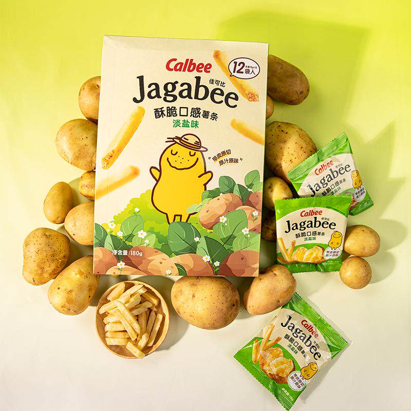 Calbee牌Jagabee淡盐味薯条畅享装180g 独立小包追剧出游零食