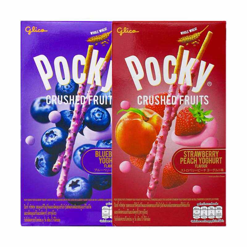 泰国Pocky草莓桃子/蓝莓酸奶风味涂层饼干38g 酥脆饼干办公室零食