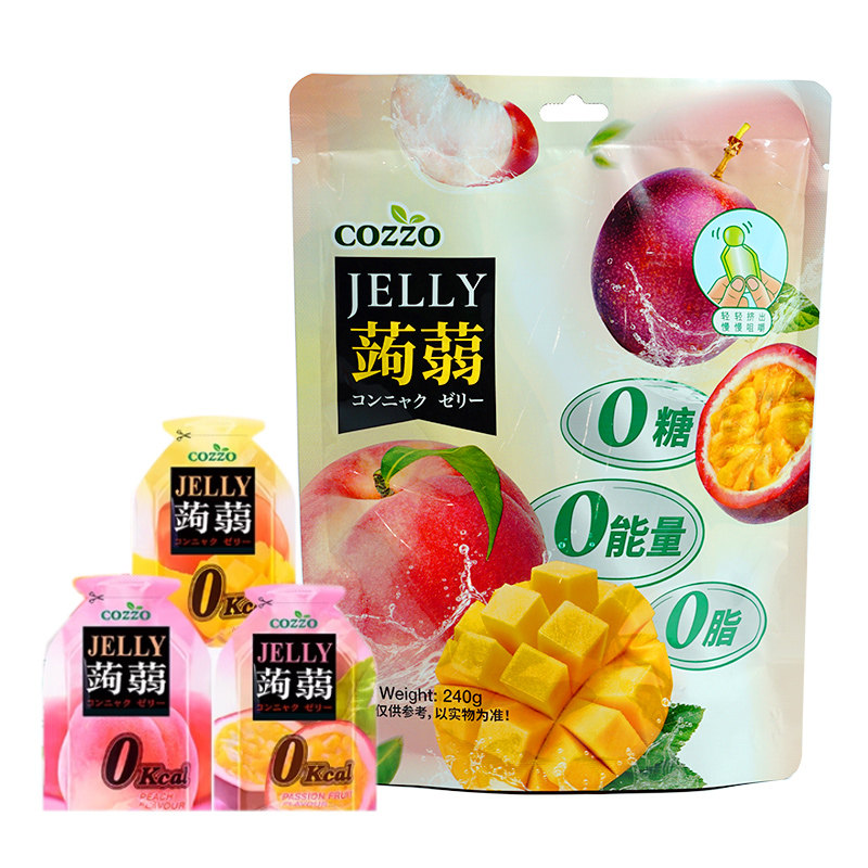 2袋高柔综合3种口味果味蒟蒻果冻魔芋果冻240g解馋儿童休闲零食