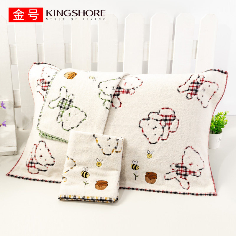 金号纯棉纱布枕巾柔软透气无捻纱舒适蓬松吸水成人新疆棉大枕巾