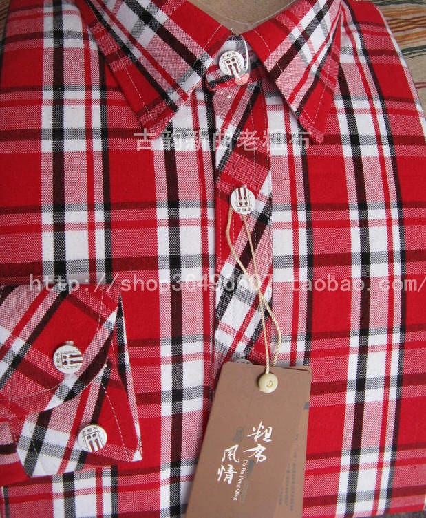 女式衬衣加绒加厚长袖外套格子纯棉春秋冬手织粗布棉衬衫小码清仓