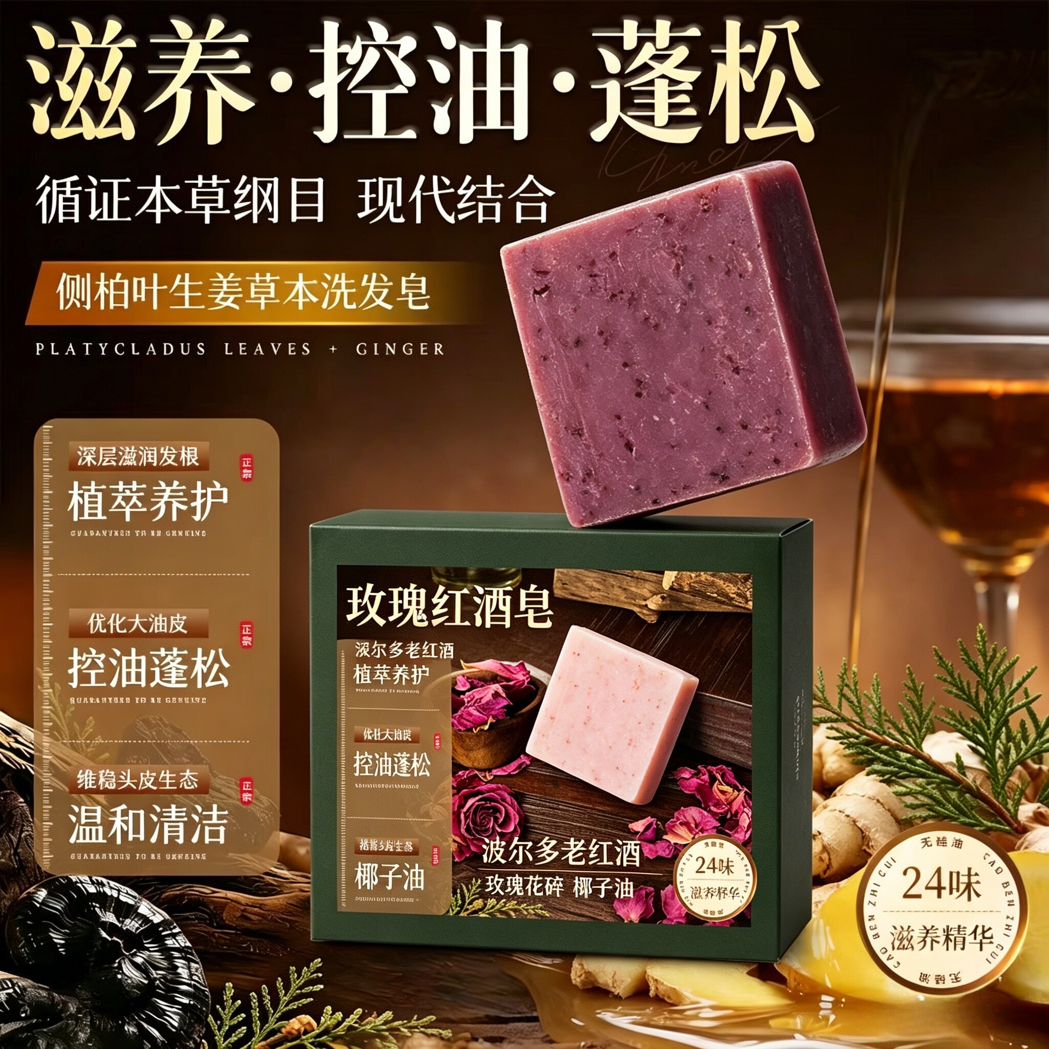 玫瑰红酒皂手工皂礼盒装保湿滋润清洁护肤精油皂伴手礼天然植物皂