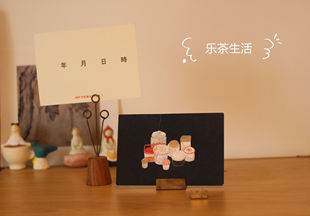 乐茶生活| 日本制horn please复古黄铜标签 名片夹明信片装饰座