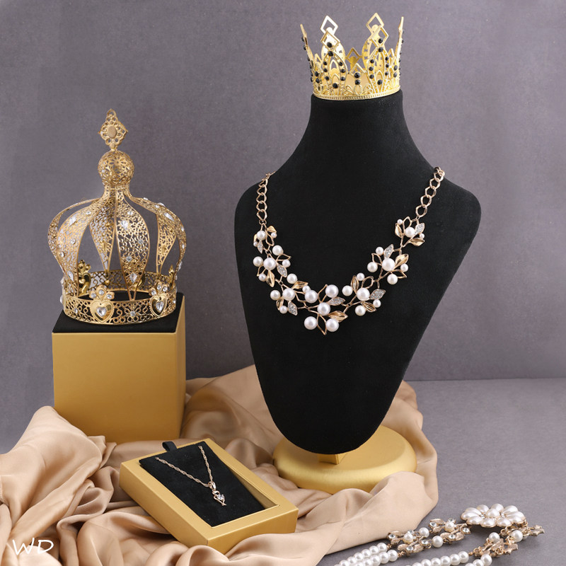 摆放店铺专用黑色绒布首饰展示架