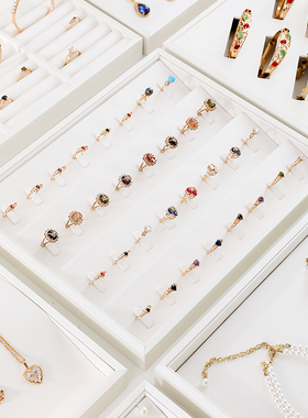 首饰托盘带盖白色手镯手串耳钉吊坠手链项链戒指盘珠宝饰品展示盘
