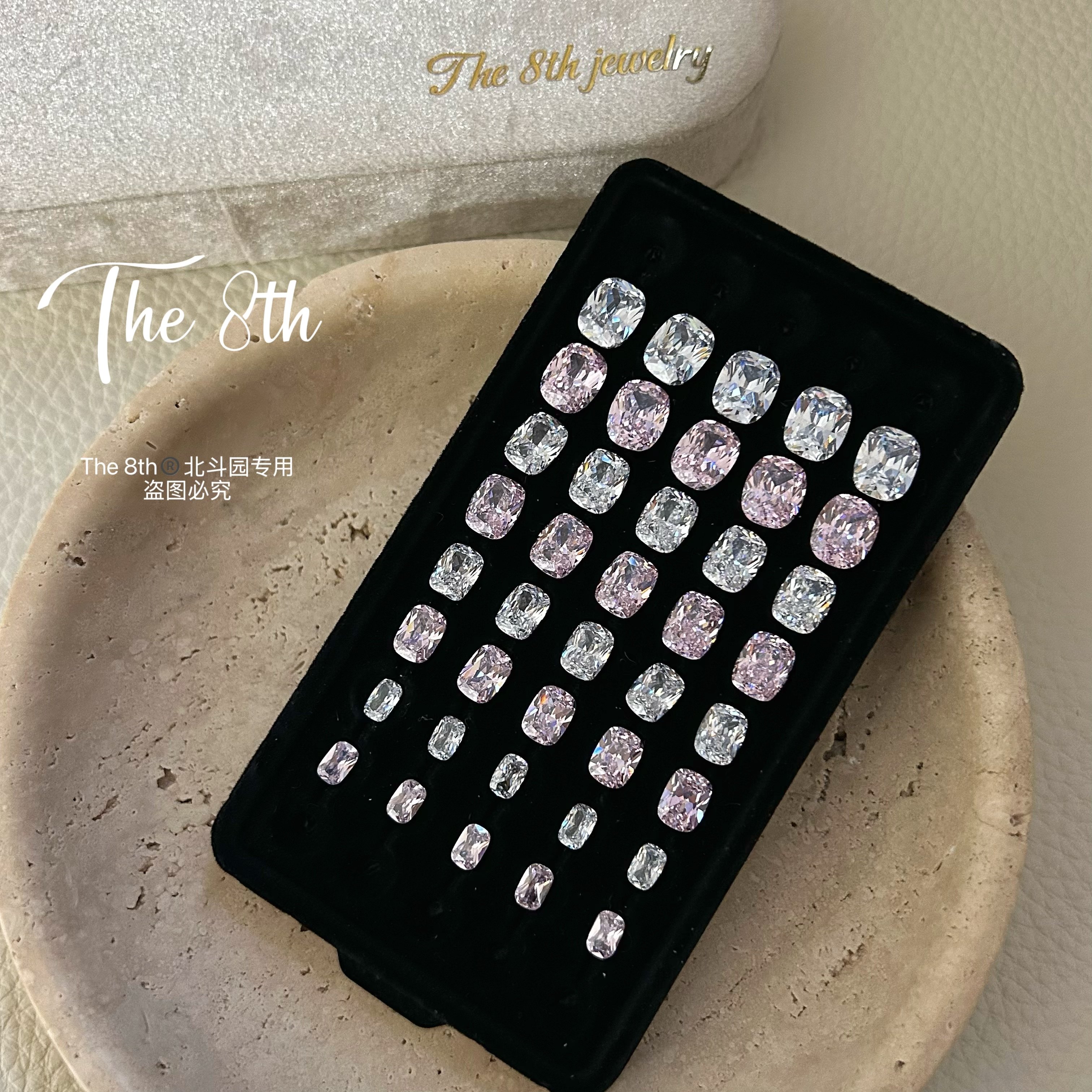 The 8th锆石超闪枕头肥长方透底裸钻美甲钻堆钻浅粉白色F2-1,彩妆/香水/美妆工具,美甲工具,淘宝优惠券,粉丝福利购,淘宝优惠卷
