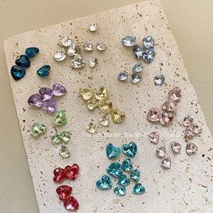 小八K9桃心爱心心形钻合集超闪幻彩尖底尖底水晶美甲饰品指甲堆钻