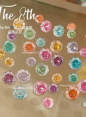 The 8th高碳钻锆石八边彩色千禧玫瑰夹心软糖玫瑰切爆闪6mm8mm