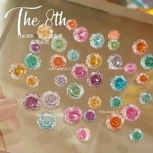 The 8th高碳钻锆石八边彩色千禧玫瑰夹心软糖玫瑰切爆闪6mm8mm