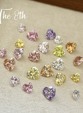 The 8th 高碳钻锆石钻珠宝美甲钻超闪透底钻石切爱心钻耳钉diy