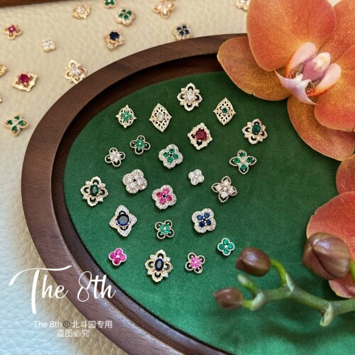 宫廷风布契拉提美甲锆石饰品