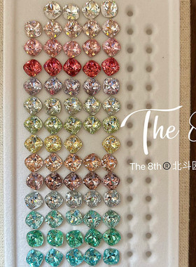 The 8th 还原华子1比1高品质K9超闪6mm肥方彩色美甲钻尖底堆钻Q58