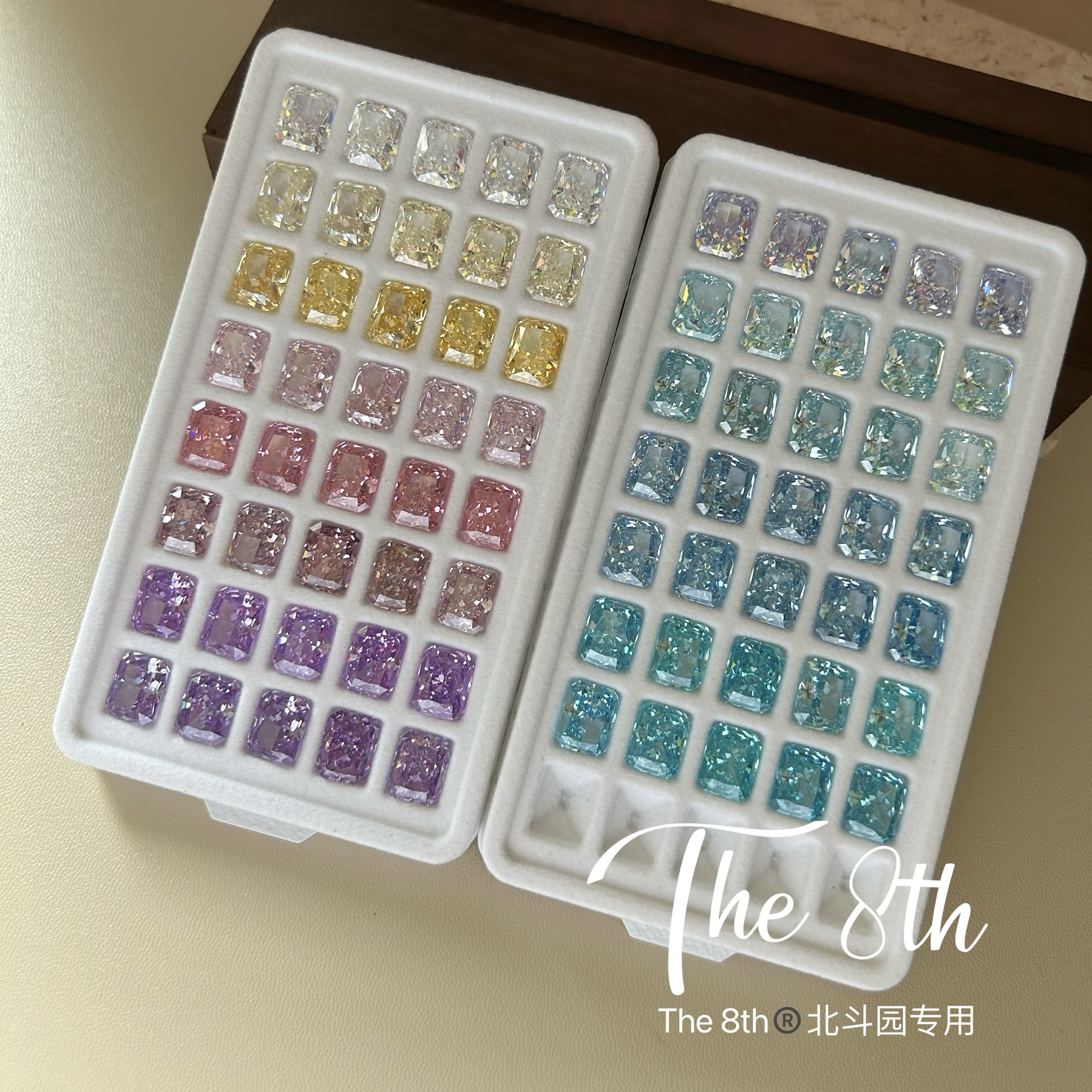 The 8th高碳钻锆石彩色冰花冰糖8x10mm超闪耳钉美甲裸钻diyW24-18