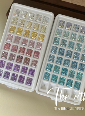 The 8th高碳钻锆石彩色冰花冰糖8x10mm超闪耳钉美甲裸钻diyW24-18