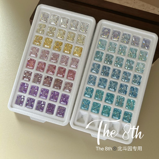 The 8th高碳钻锆石彩色冰花冰糖8x10mm超闪耳钉美甲裸钻diyW24