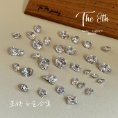 The 8th锆石爆闪美甲钻尖底星锆镀底肥方冰糖椭圆异形多切面H71