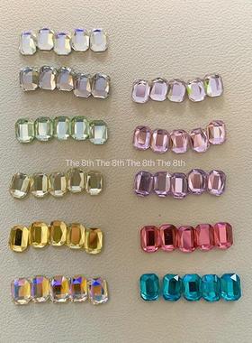 小八精选超闪高品质K9平底彩色长方八角美甲钻饰品指甲饰品6x8mm