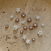 The 8th超闪珍珠花朵无底托美甲饰品美甲钻