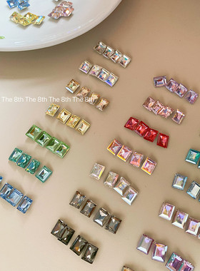 小八东洲水晶K9大冰糖长方直角超闪美甲钻尖底8x10美甲钻堆钻饰品