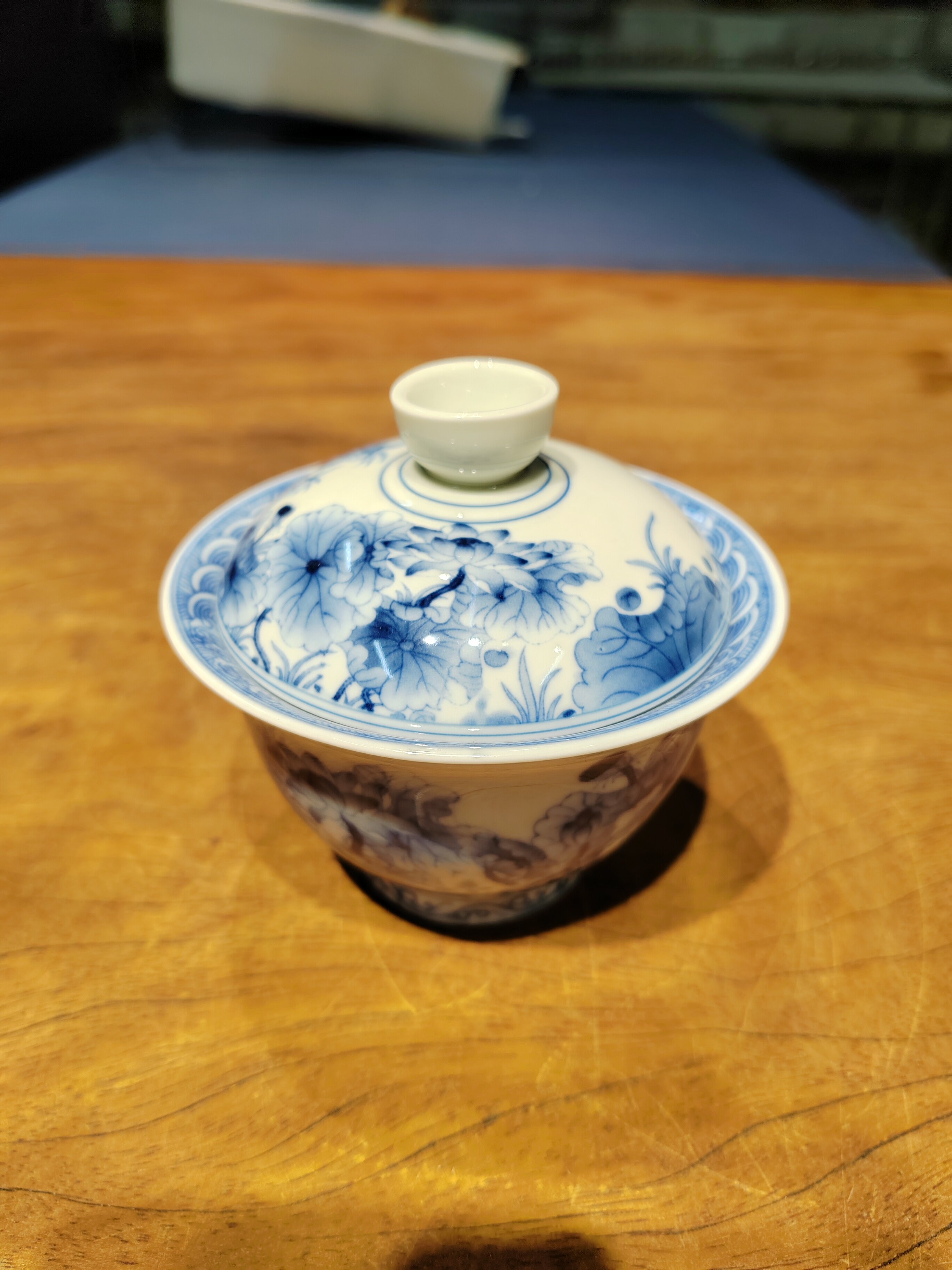 B幸山窑 青花 荷花盖碗 11*9.5cm 容量160ml