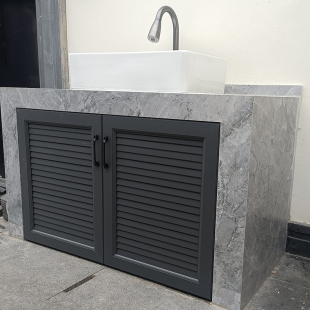 铝合金透气百叶门花园洗手台橱柜门定制烧烤台柜门板定做防腐门