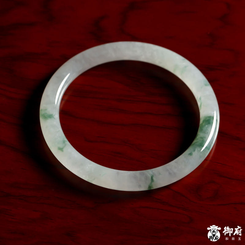 【御府】缅甸翡翠A货冰种飘花细圆条手镯 27.2克 内径54mm