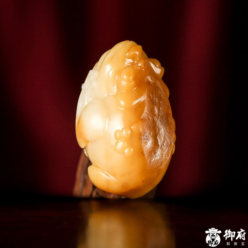 【御府】新疆和田玉黄沁籽玉黄玉籽料原石挂件玉石吊坠玉雕金蟾