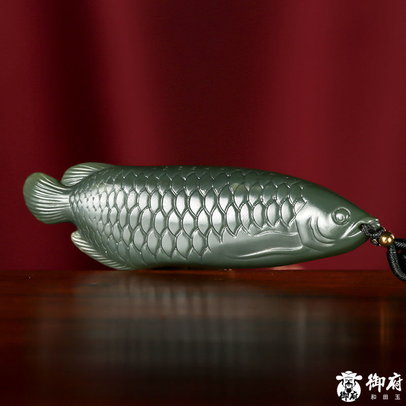 【御府】新疆和田玉青玉籽玉天然籽料玉石挂件吊坠玉坠金龙献瑞