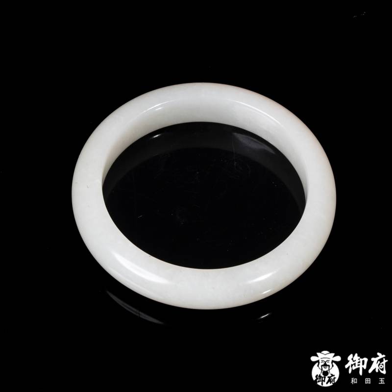 【御府】新疆和田玉原毛孔皮白玉籽玉平安镯 52.8克 内径56mm】