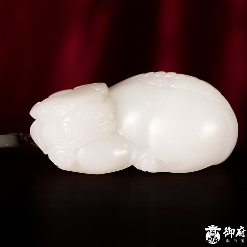 【御府】新疆和田玉黄皮白玉籽玉把件 貔貅
