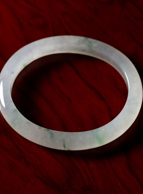 【御府】缅甸翡翠A货冰种飘绿手镯 内径55mm 35.4克
