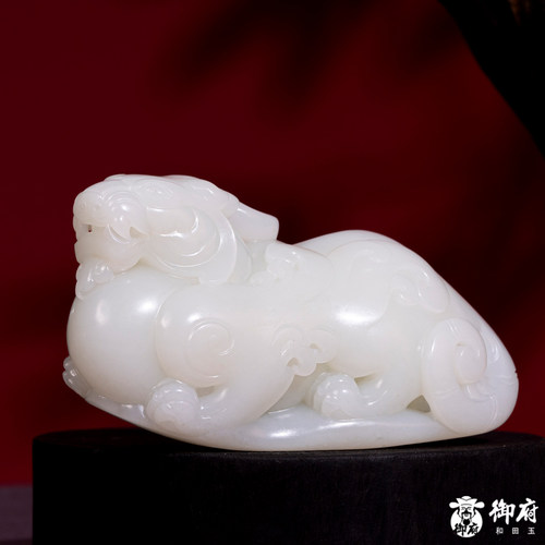 付雪飞工作室 和田玉羊脂白玉白玉籽料 摆件 镇守八方·貔貅