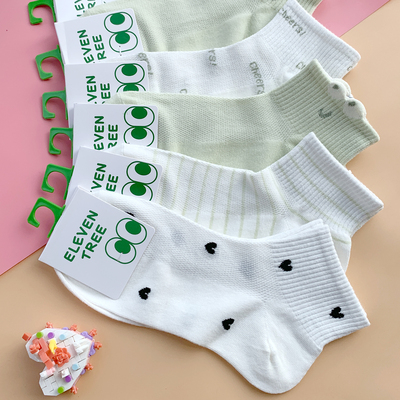 绿色系短袜女学生卡通袜子夏薄款