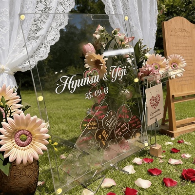 婚礼创意亚克力爱心签到框布置
