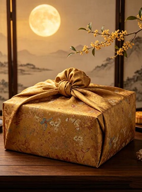 中秋月饼国风提花风吕敷包装布便当包裹布礼盒甜品包袱巾