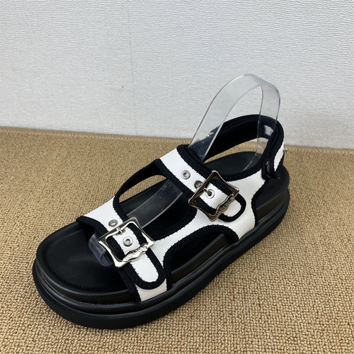 真皮双搭扣厚底罗马凉鞋女款夏季