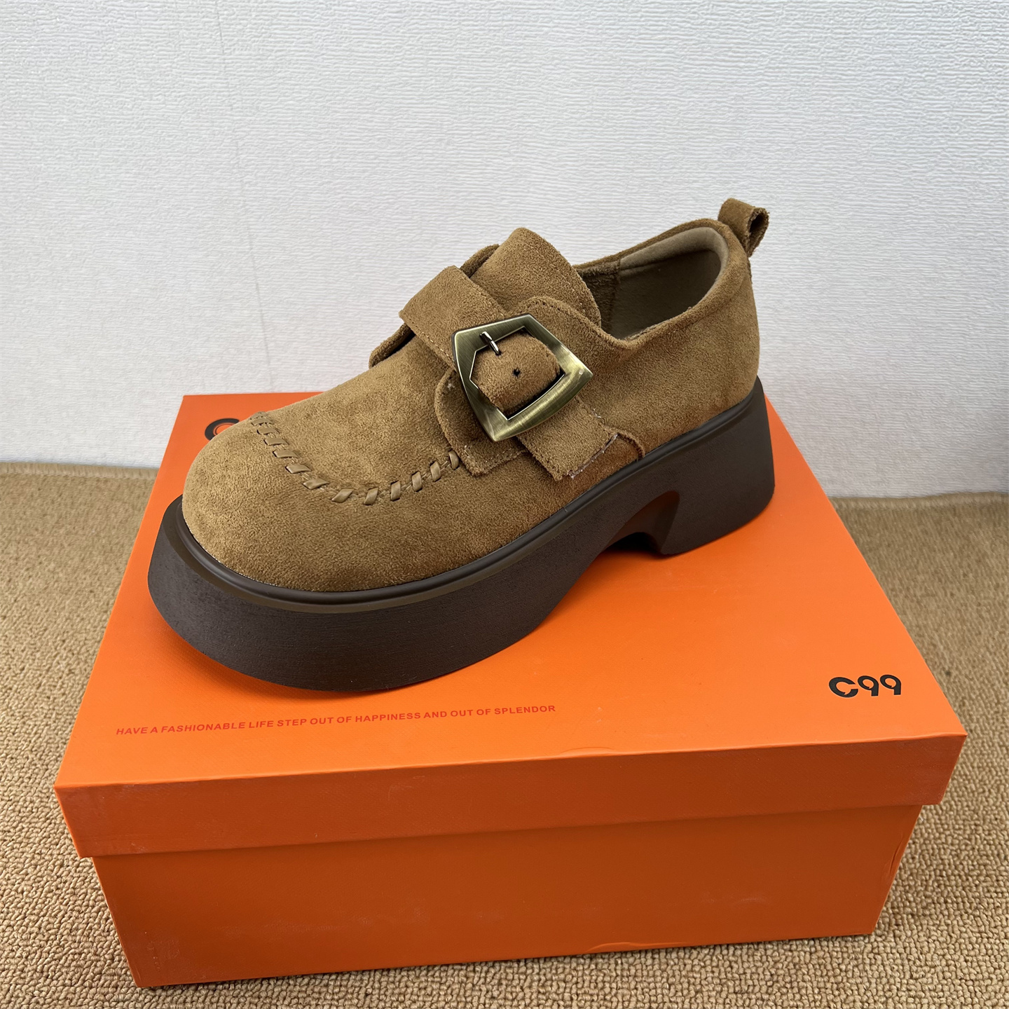 纯色松糕厚底韩版潮流圆头百搭