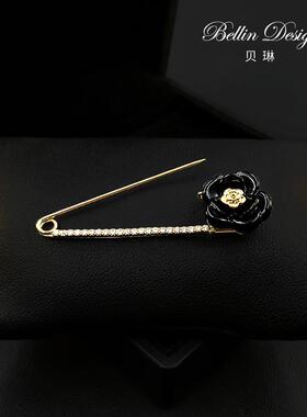 贝琳胸针记山茶花胸针女裤腰改小别针开衫配饰西装外套胸花5881