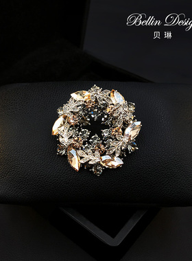 高级感复古宫廷胸针高档精致时尚紫荆花西服配饰毛衣别针胸花3707