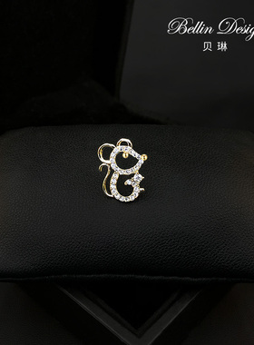 精致迷你生肖老鼠领针女衬衫领口固定防走光胸针西服扣针配饰3327