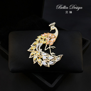 凤凰来仪高档气质胸针优雅时尚百搭女士西装配饰毛衣孔雀别针3655