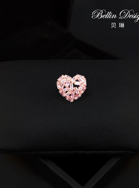 迷你可爱防走光小领针百搭开衫爱心扣针固定衣服粉色桃心胸针3392