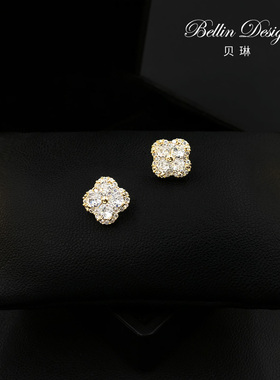 迷你款精致幸运四叶草小胸针衬衫衣服领口防走光扣针固定配饰5989