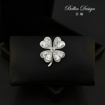 高档精致四叶草胸针女防走光扣气质高级感连衣裙西装领针配饰5896