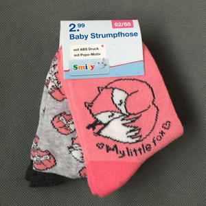 6双包邮女童全棉中筒袜 小狐狸卡通袜 秋冬加厚款儿童袜子