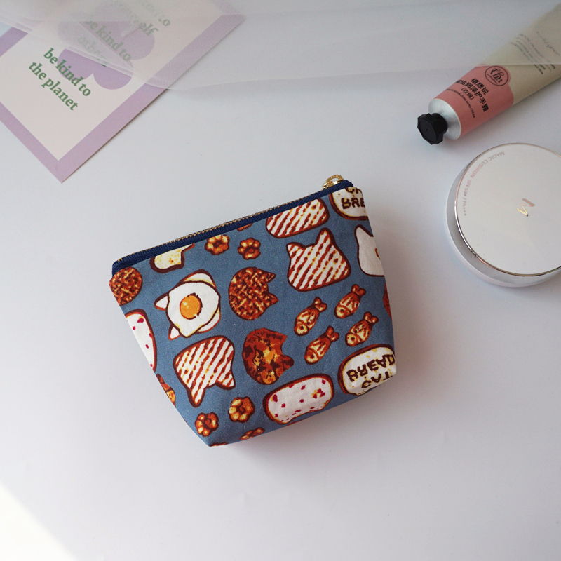 手工布艺可爱卡通猫咪头像化妆品小物口红零钱护垫收纳包包拉链包