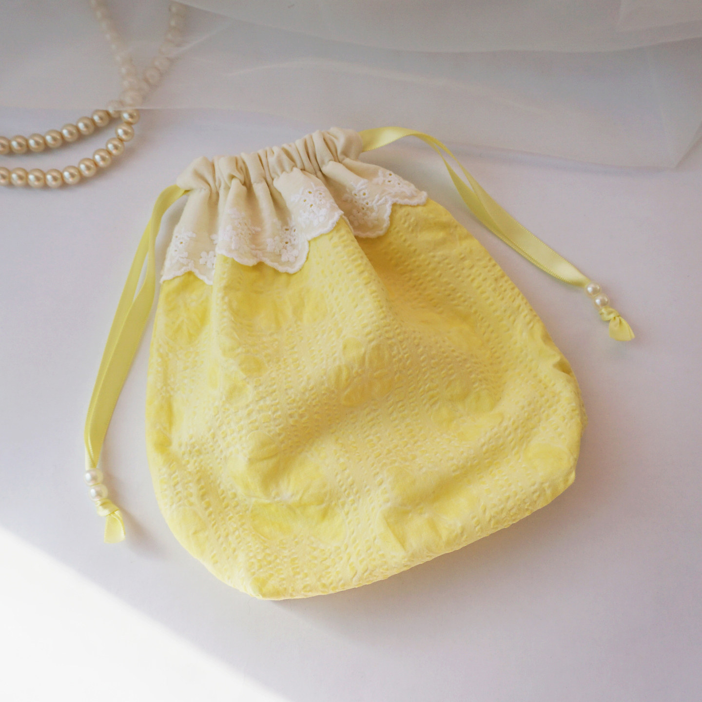 手工小清新黄色花瓣抽绳束口袋便携旅行化妆收纳袋小杂物包抽绳包,收纳整理,其他收纳袋,淘宝优惠券,粉丝福利购,淘宝优惠卷