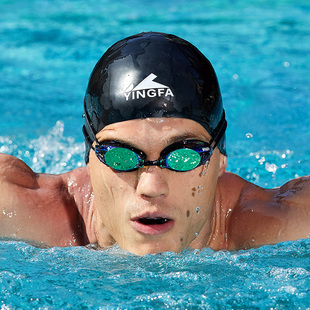 英发成人儿童钢盔泳帽快速游泳帽帽边加厚竞速款硅胶专业比赛训练