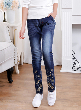 女童牛仔裤春款直筒10岁女孩裤子秋季11中大童12宽松13小学生15单