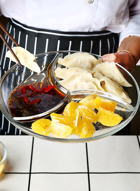 超大号分隔餐盘 盛水饺干果 耐热玻璃微波炉烤箱适用 10英寸